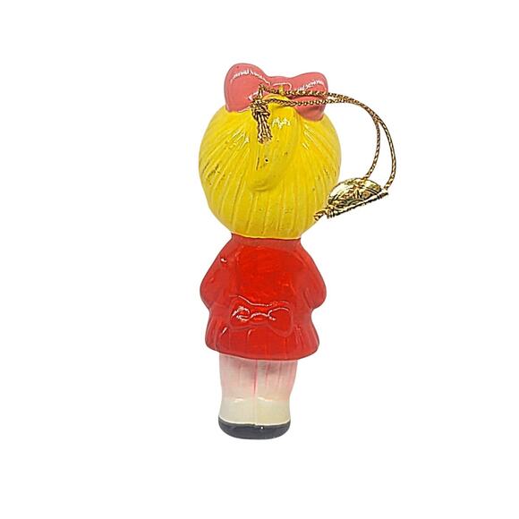 Vtg 1972 Joan Walsh J.W. Anglund Ceramic Candy Cane Girl Christmas Ornament CL48 - Picture 3 of 5